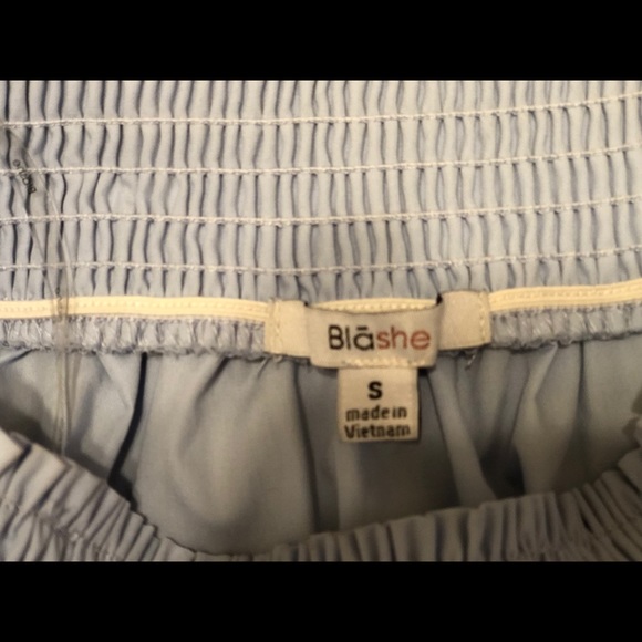 pastel blue off shoulder dress with sleeves - Picture 3 of 5